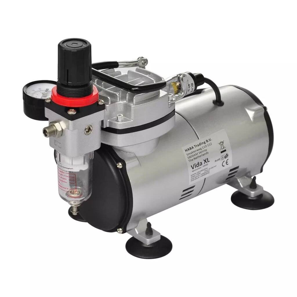 vidaXL - Airbrush-compressorset - met - 2 - pistolen-3