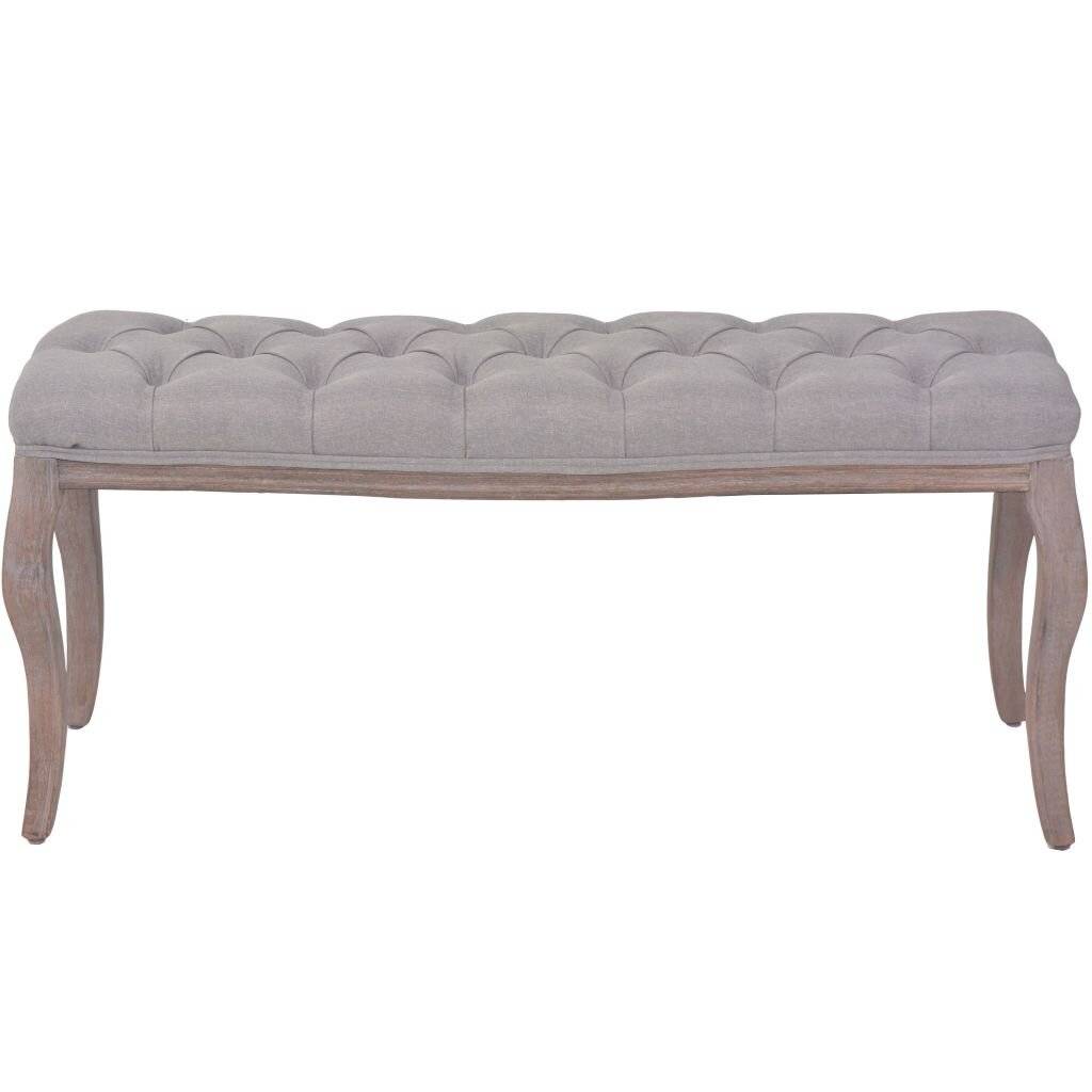 vidaXL - Bankje - 110x38x48 - cm - linnen - massief - hout - donkergrijs-3