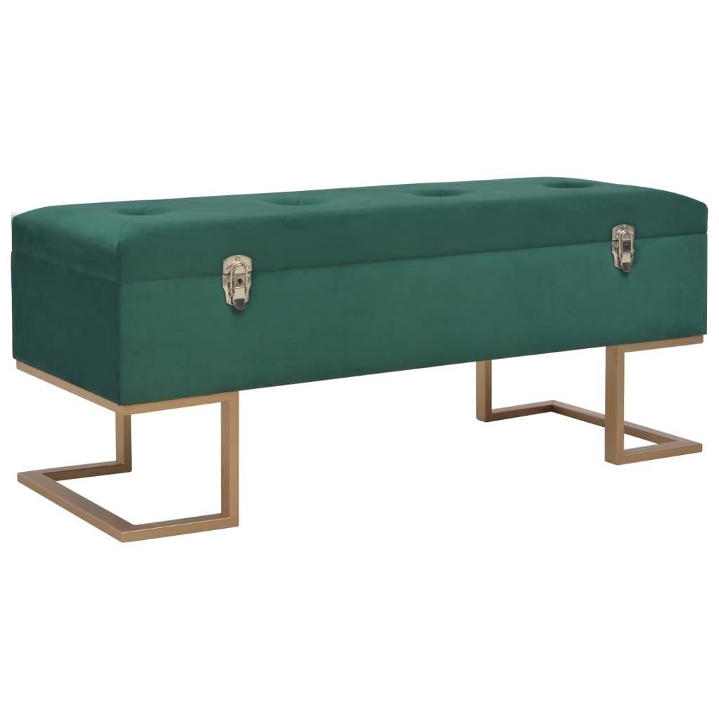 vidaXL - Bankje - met - opbergvak - 105 - cm - fluweel - groen-0