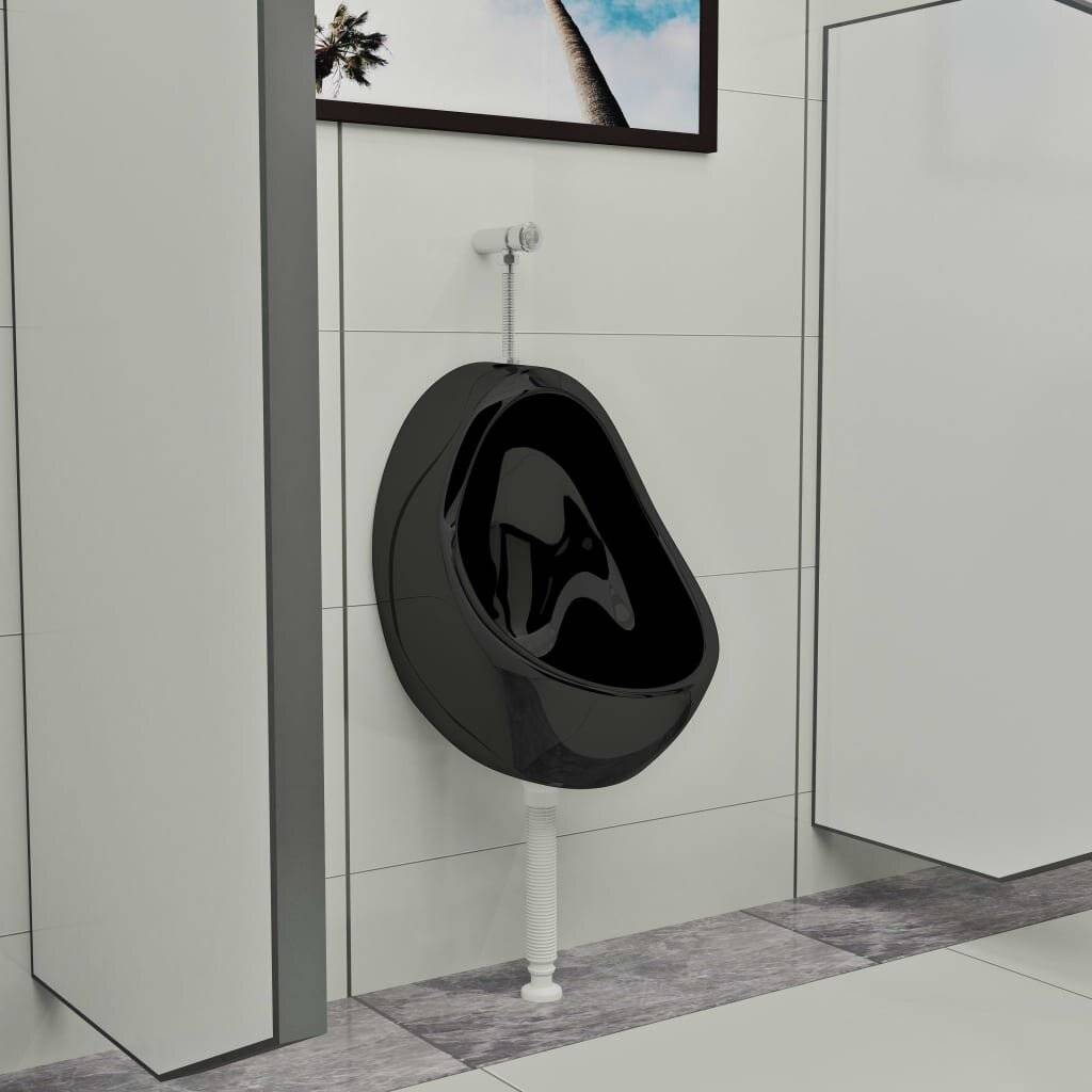 vidaXL - Wandurinoir - met - spoelklep - keramiek - zwart-0