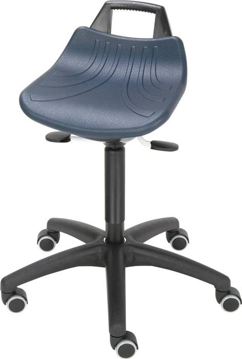 Draaikruk met wielen PU-schuim blauw zithoogteverstelling 520-710 mm LOTZ