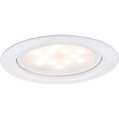 Ronde, witte plafondlamp met meerdere LED's die warmwit licht uitstralen.
