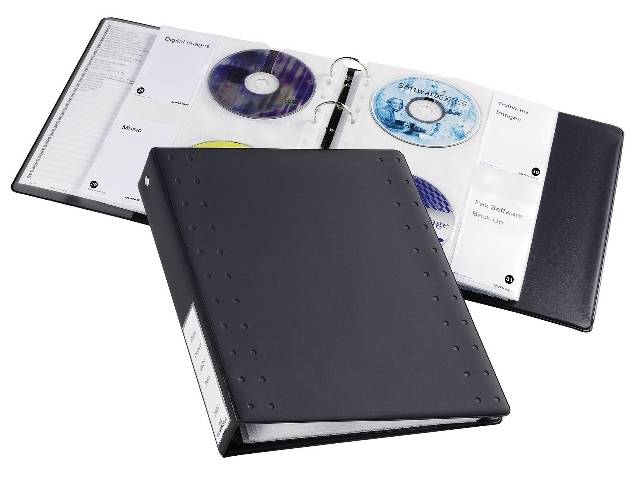 Duurzame cd/dvd-index met 40 ringen, antracietkleurig.-0