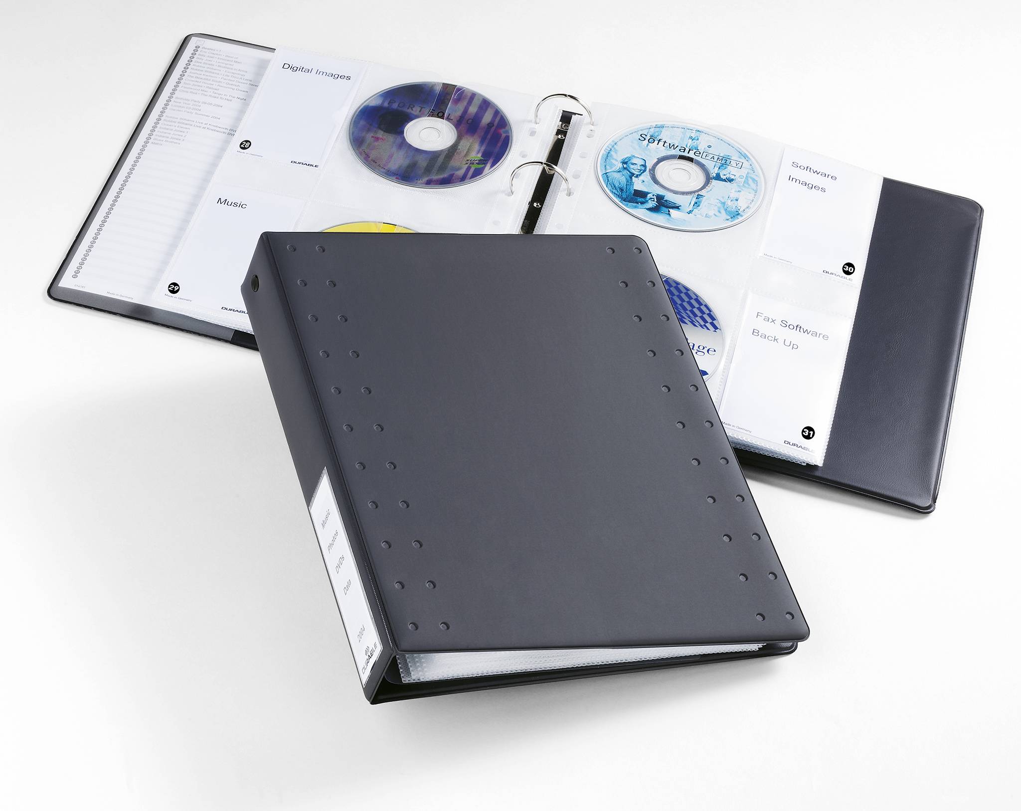 Duurzame cd/dvd-index met 40 ringen, antracietkleurig.-3