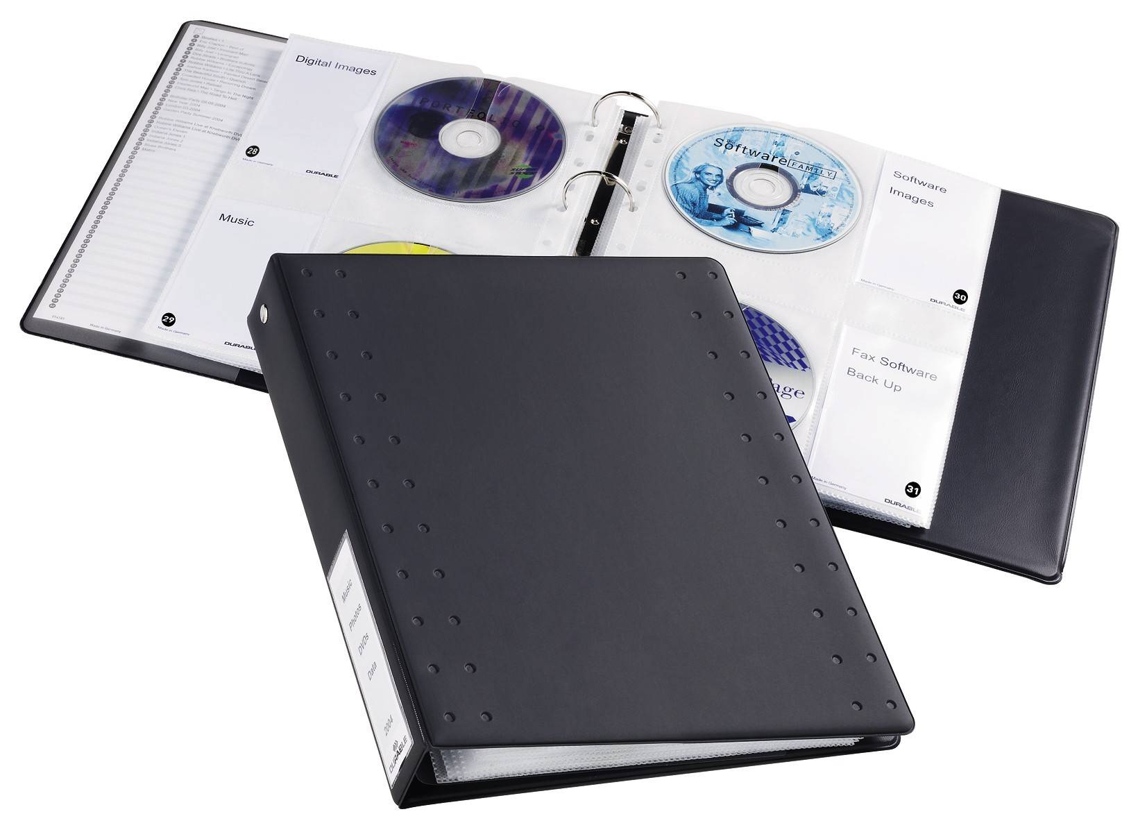 Duurzame cd/dvd-index met 40 ringen, antracietkleurig.-4