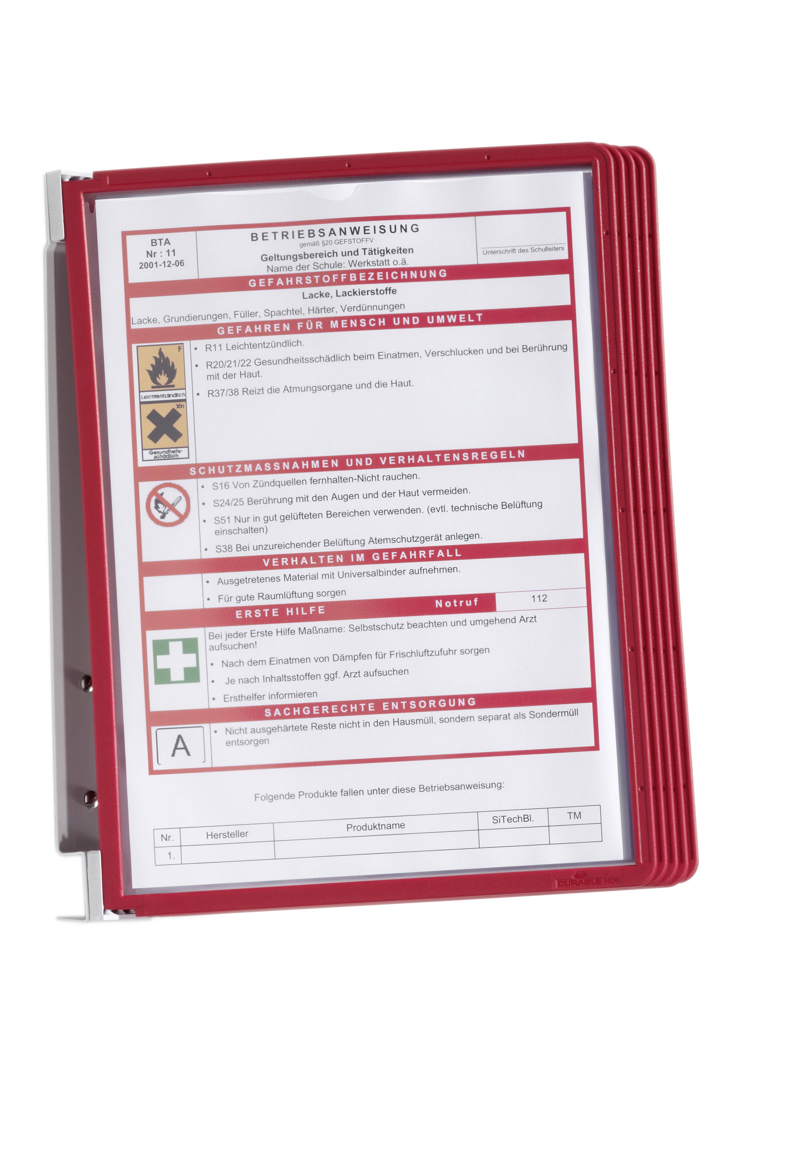 DURABLE wanddisplaysysteem. VarioWall 5 displaypanelen, rood-4