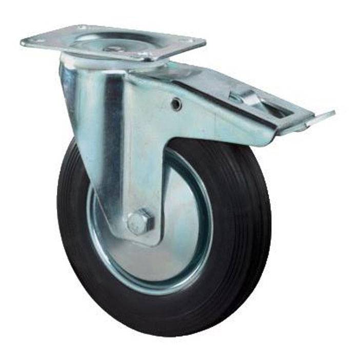 BS Rollen Zwenkwiel 125Mm Rubber Zwart M/Rem-0