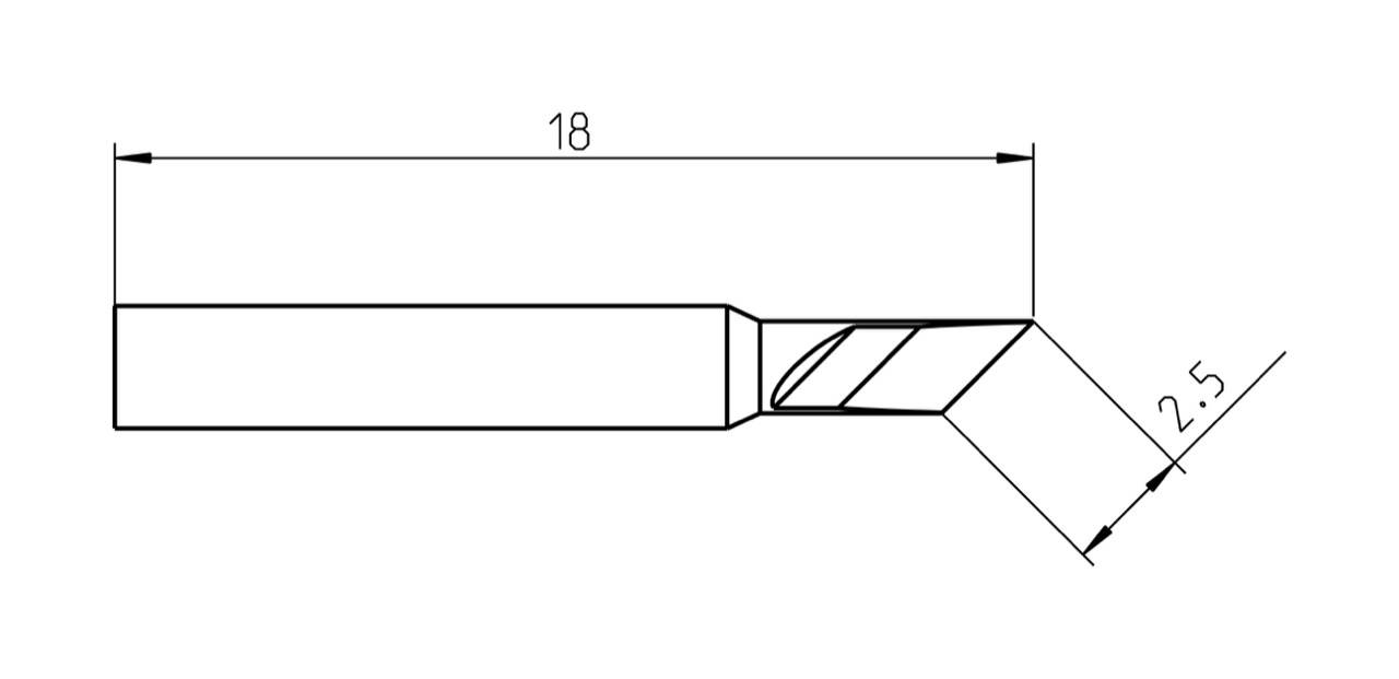 WELLER WEL.RTP-025K Soldeerpunt; mes; 2,5x0,3mm; voor soldeerbout; 40W - 1 stuk