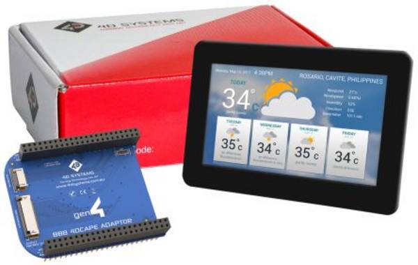 4D Systems GEN4-4DCAPE50CTCLB Display: TFT; 5"; 800x480; Achtergrondver: LED; Interface: I2C; 5VDC - 1 stuk