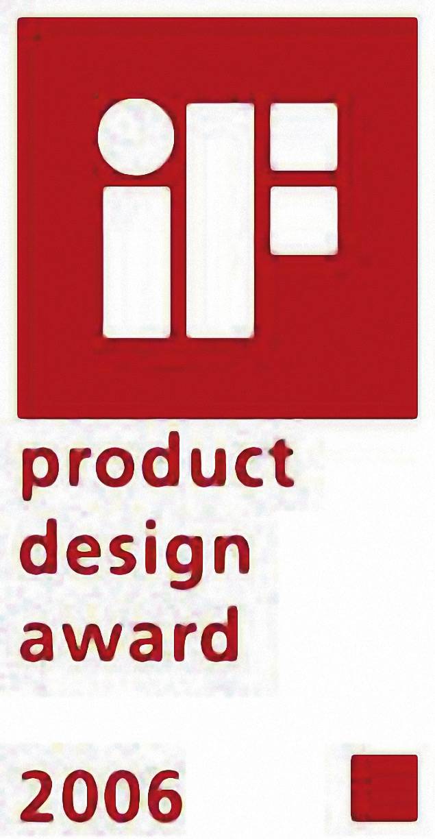 'IF product design award 2006' Logo in rode kleur.