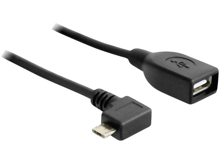 Delock USB 2.0 Aansluitkabel [1x USB 2.0 stekker micro-B 1x USB 2.0 bus A] 0.50 m Zwart Met OTG-func