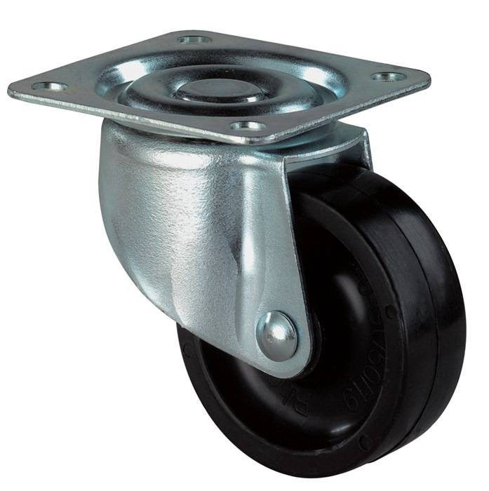 Zwenkwiel wiel-d. 50 mm draagvermogen 40 kg met schroefplaat kunststof zwart-0