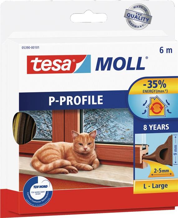 Venster-/deurtochtstrip tesamoll® 5390 B9mmxH5,5mmxL6m bruin TESA