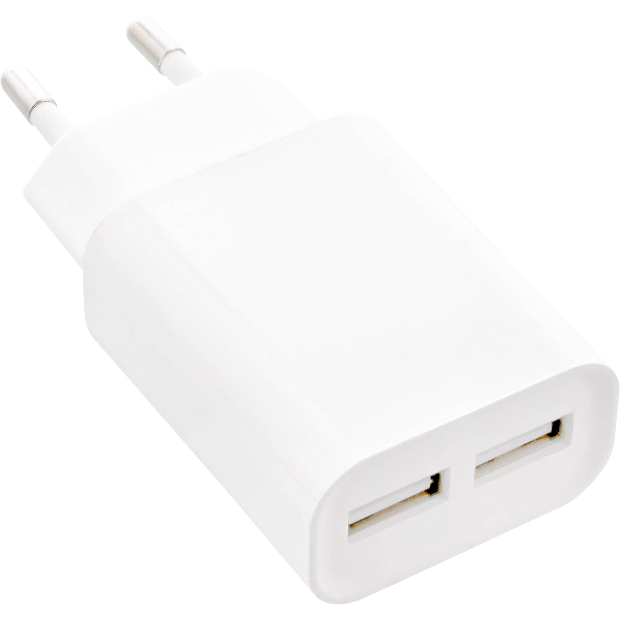 InLine® USB lader DUO, voeding 2-voudig, 100-240V naar 5V/2.1A, wit-1