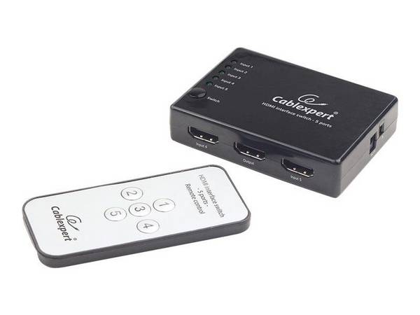 Cablexpert HDMI schakelaar 5 naar 1 met afstandsbediening - versie 1.4 (4K 30Hz)