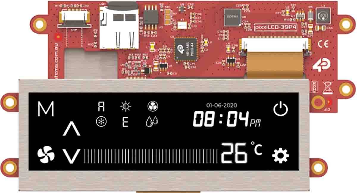 4D Systems PIXXILCD-39P4 Display: TFT; 3,9"; 480x128; 30kBRAM; Interface: GPIO,I2C-Master - 1 stuk-0