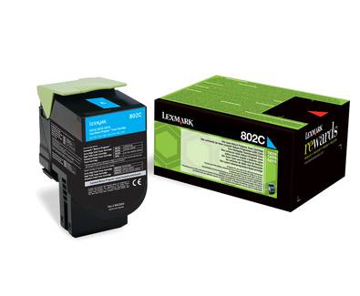 Lexmark 0734646475556 Lexmark - Return Program toner 802, 1.000 pagina's, OEM 80C20C0, cyaan-1