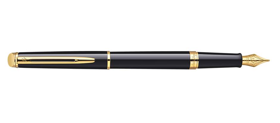 WATERMAN vulpen Hemisphere lakzwart GC M blauwe geschenkdoos-1