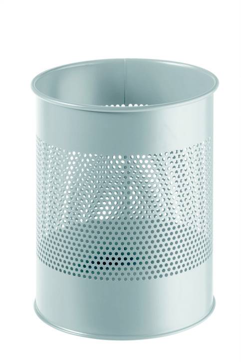 Duurzame ronde metalen afvalbak, 15 liter, met een ring van 165 mm, grijs.-1