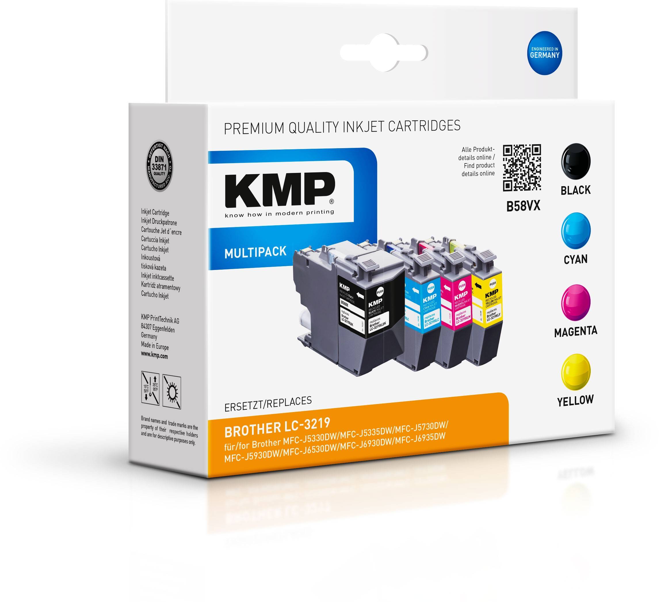 KMP Inktcartridge vervangt Brother LC-3219XLBK, LC-3219XLC, LC-3219XLM, LC-3219XLY Compatibel Combipack Zwart, Cyaan, Ma-1