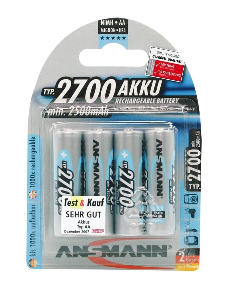 1x4 Ansmann Accu 2700 Mignon AA 2500 mAh-1