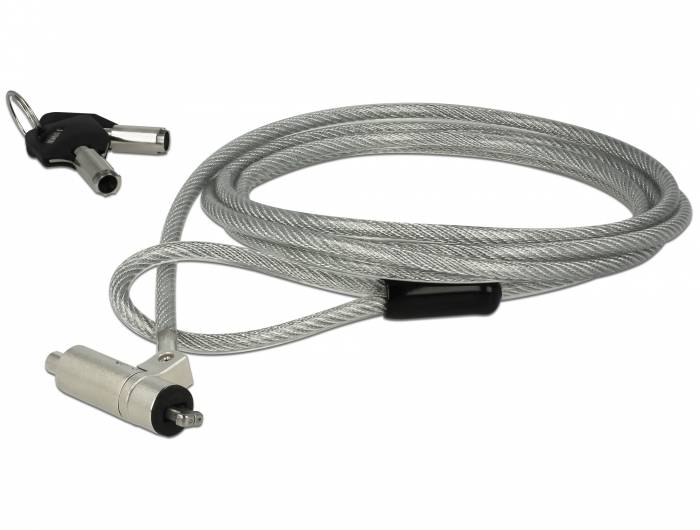 Navilock compact notebookslot met sleutels - Kensington lock (3 x 7 mm) / zilver - 1,8 meter-1