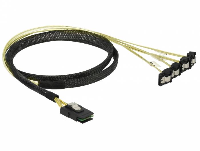 Delock Cable Mini SAS SFF-8087 > 4 x SATA 7 Pin angled 1 m-0