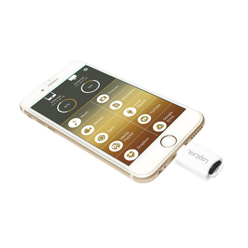 LOGILINK AA0089 Kaartlezer: geheugen; Apple Lightning-stekker; microSD; R: 30MB/s - 1 stuk-1