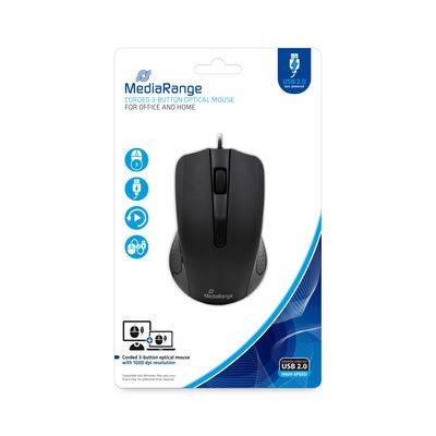 MediaRange Muis 3 knoppen bedraad optische sensor zwart-1