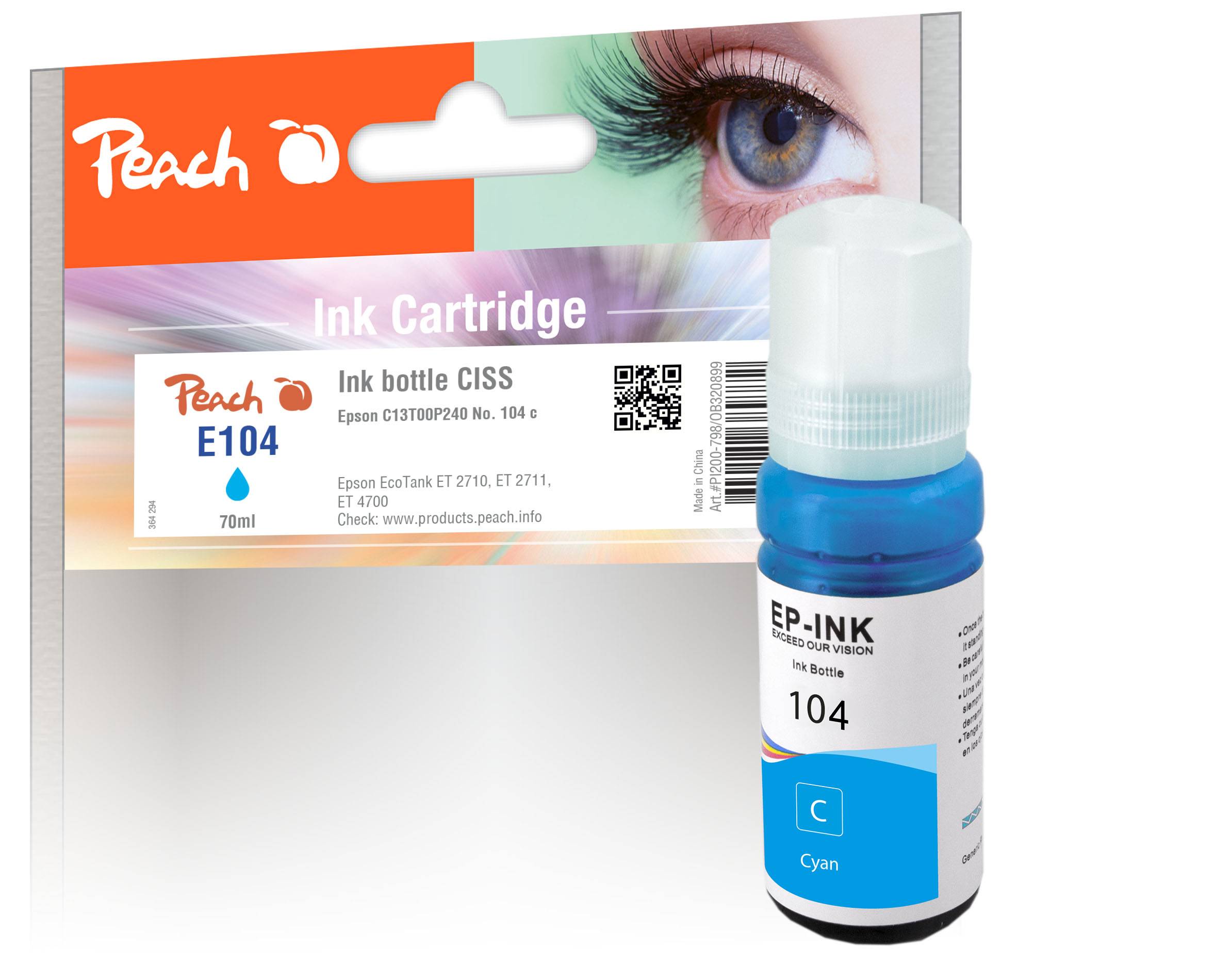Perzikcartridge Epson CISS 104, turkoois T00P240 comp-1