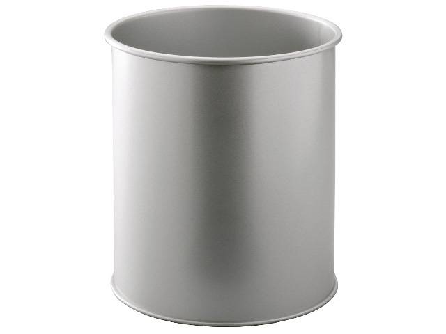 DURABLE metalen prullenbak rond 15 liter metallic zilver