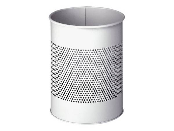 Duurzame ronde metalen afvalbak, 15 liter, met een ring van 165 mm, grijs.