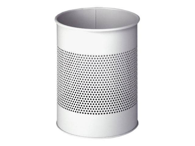 Duurzame ronde metalen afvalbak, 15 liter, met een ring van 165 mm, grijs.-0