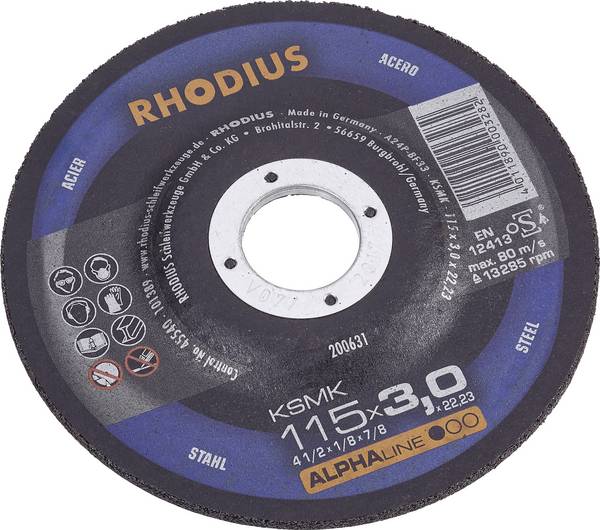 Rhodius KSMK 200636 Doorslijpschijf gebogen 125 mm 1 stuk(s) Staal