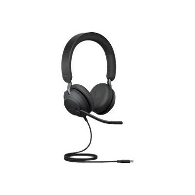Jabra Evolve2 40, USB-C UC Stereo Over Ear headset Telefoon Kabel Stereo Zwart Microfoon uitschakelbaar (mute)