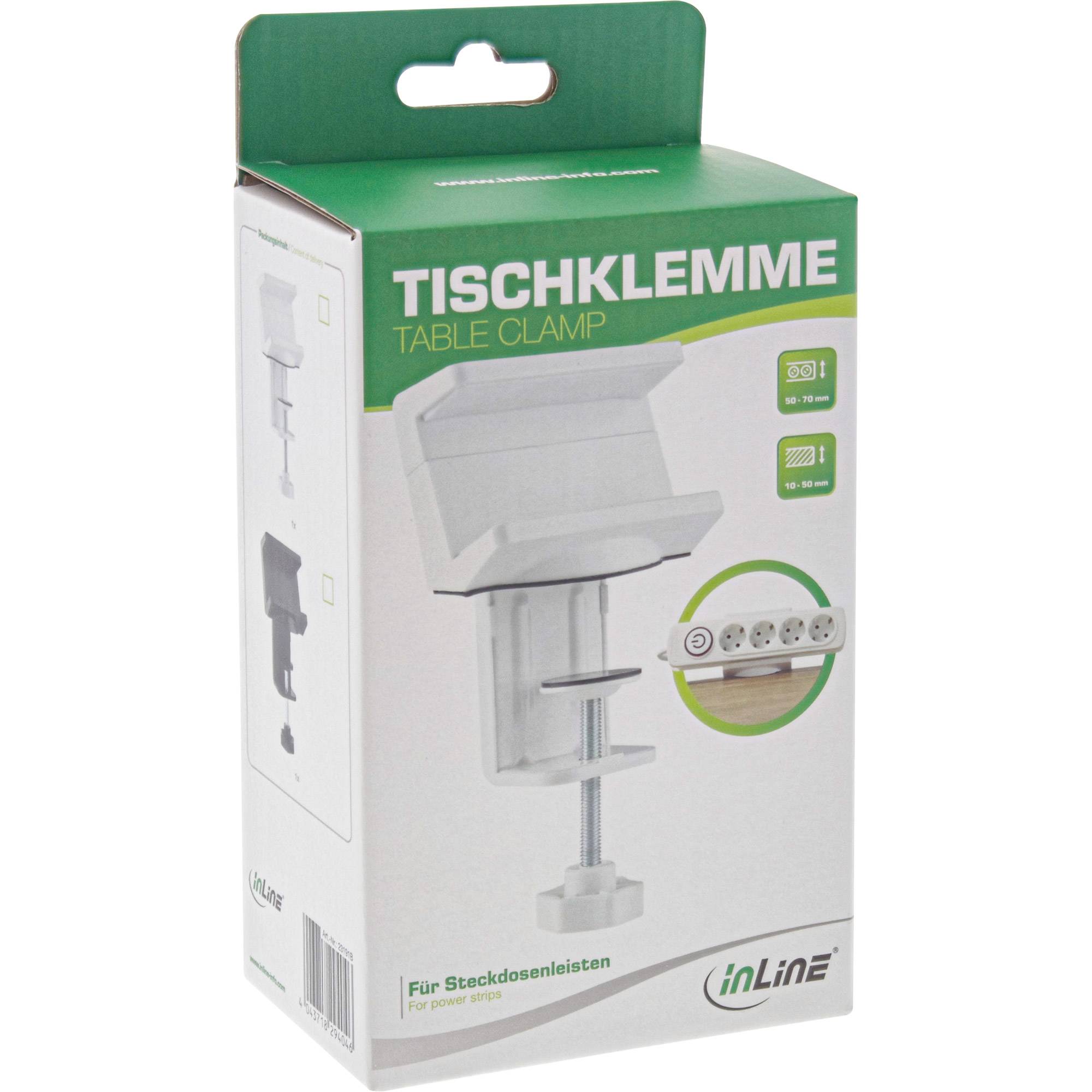 InLine stekkerdoos bureaubevestiging | schroefklem | bureaublad tot 50mm | zwart-0