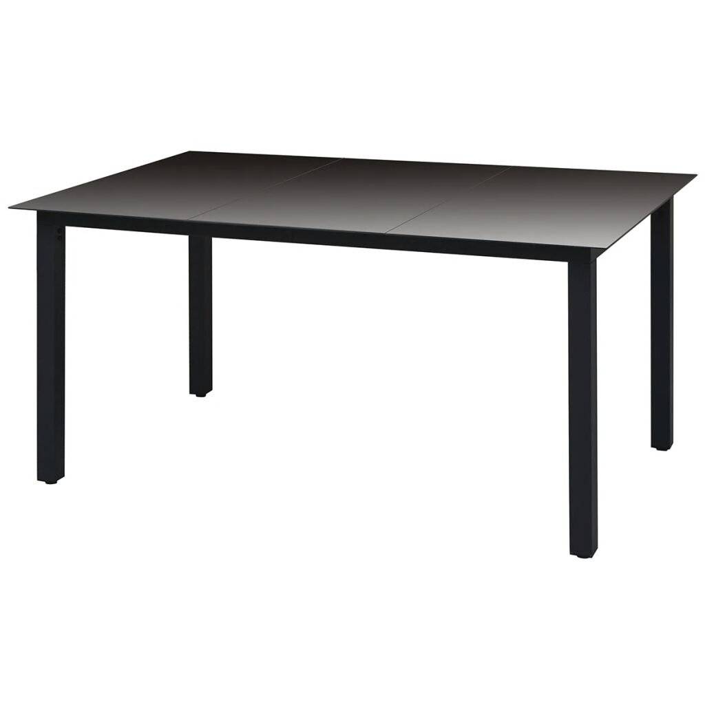 vidaXL - Tuintafel - 150x90x74 - cm - aluminium - en - glas - zwart-5