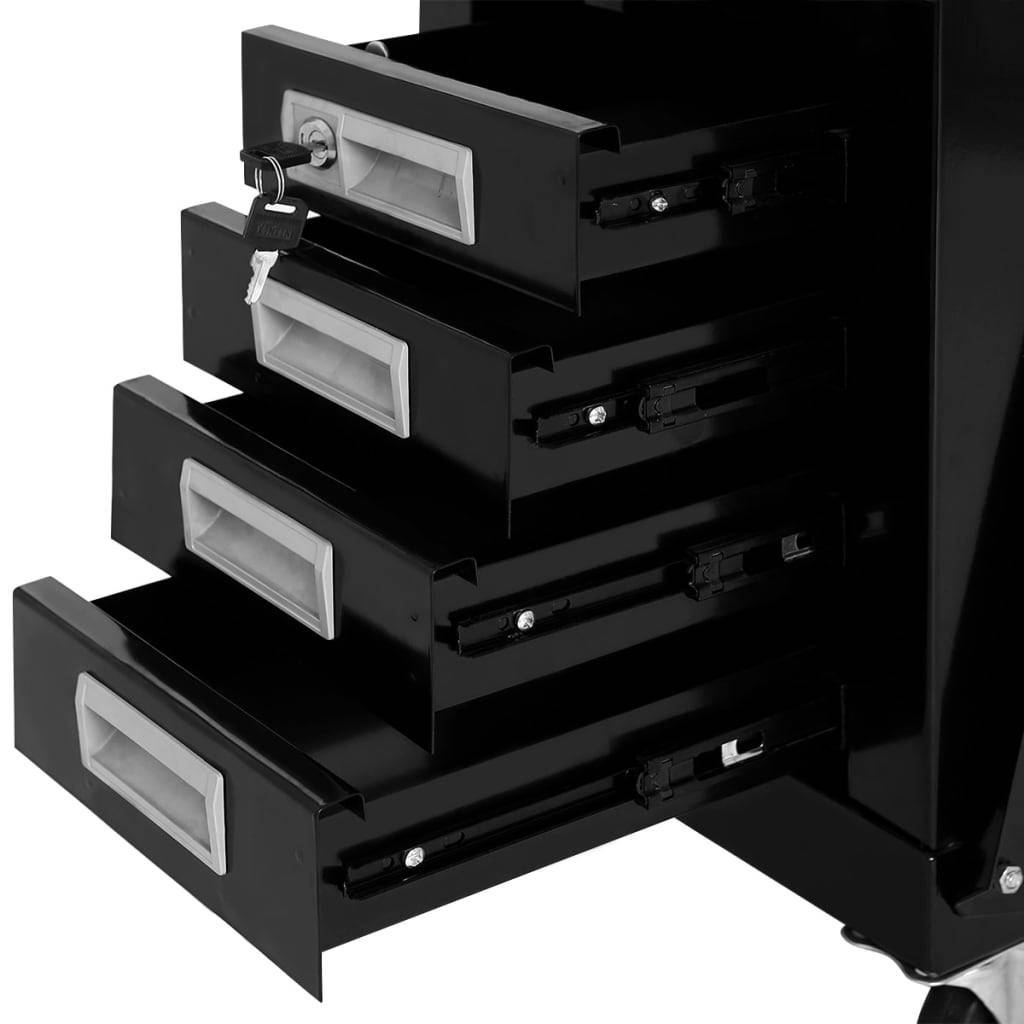 vidaXL - Lastrolley - met - 4 - lades - zwart-3