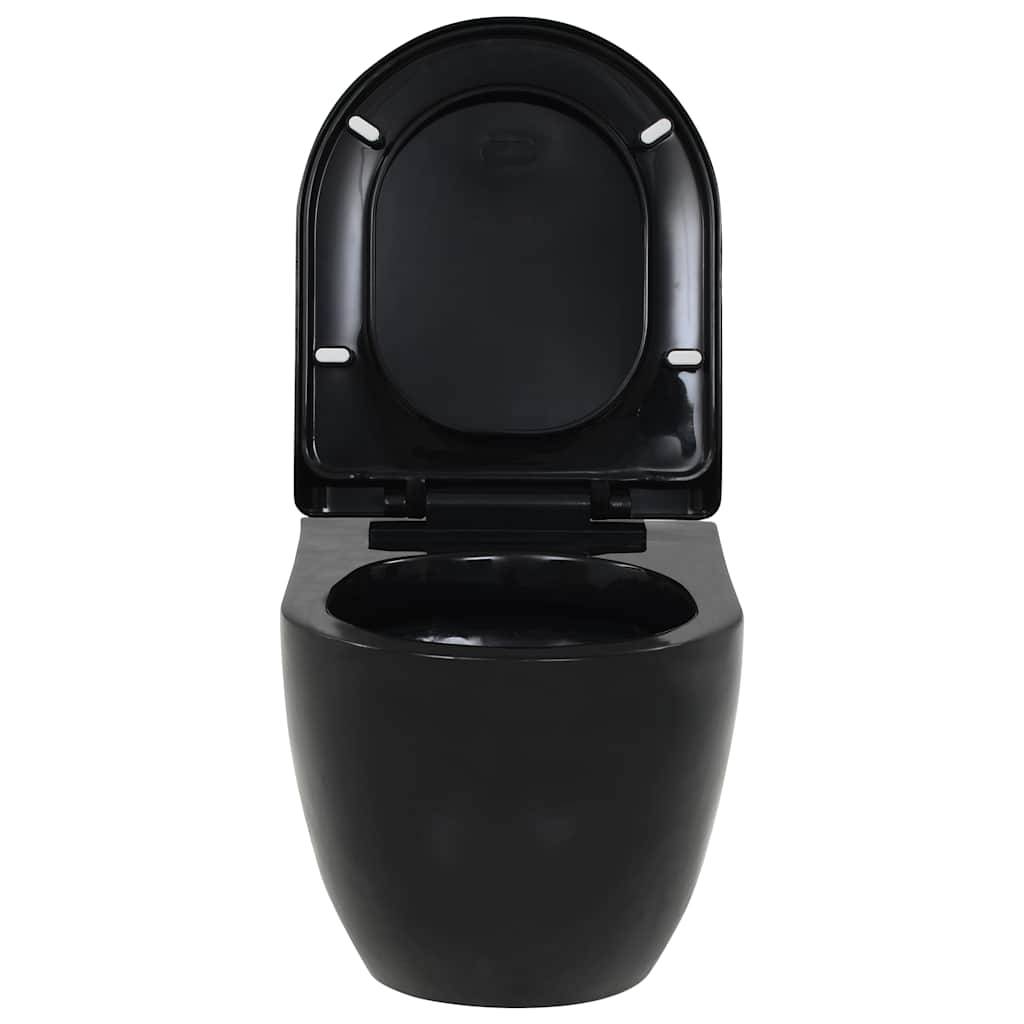 vidaXL - Wandtoilet - keramiek - zwart-3