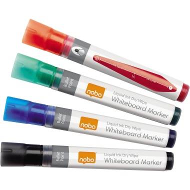 Whiteboardmarker Nobo Liquid ink rond assorti 3mm 4st-3