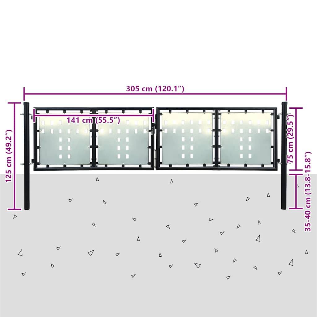 vidaXL - Poort - enkel - 300x125 - cm - zwart-4
