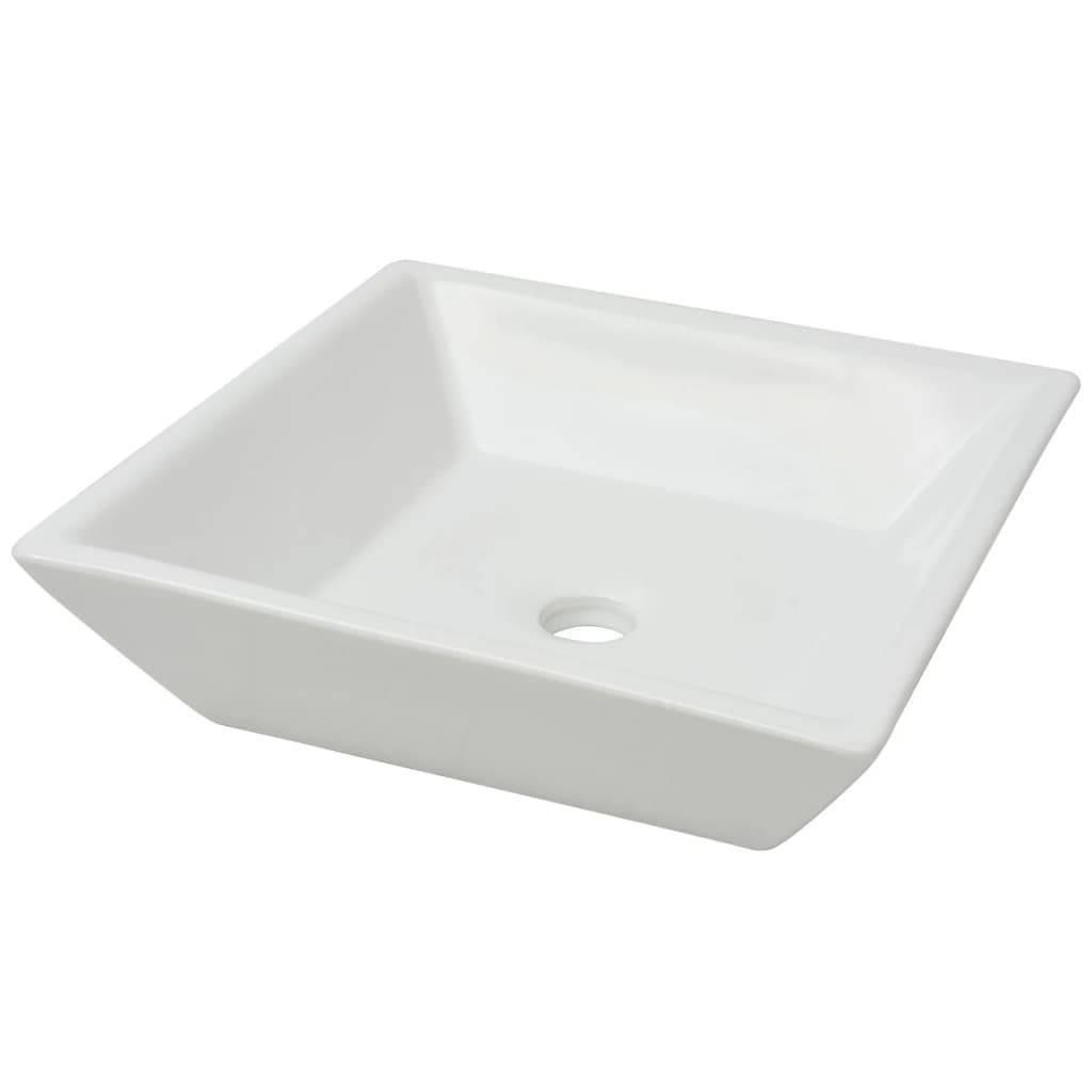 Vidaxl wastafel vierkant wit 41,5x41,5x12 cm keramiek 87184755196458718475519645