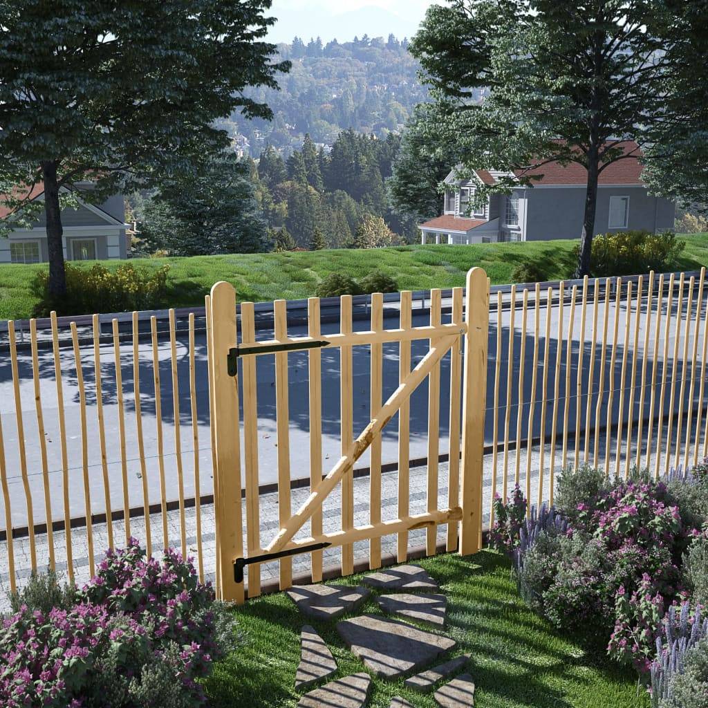 vidaXL - Poort - enkel - 100x120 - cm - hazelaarhout-1