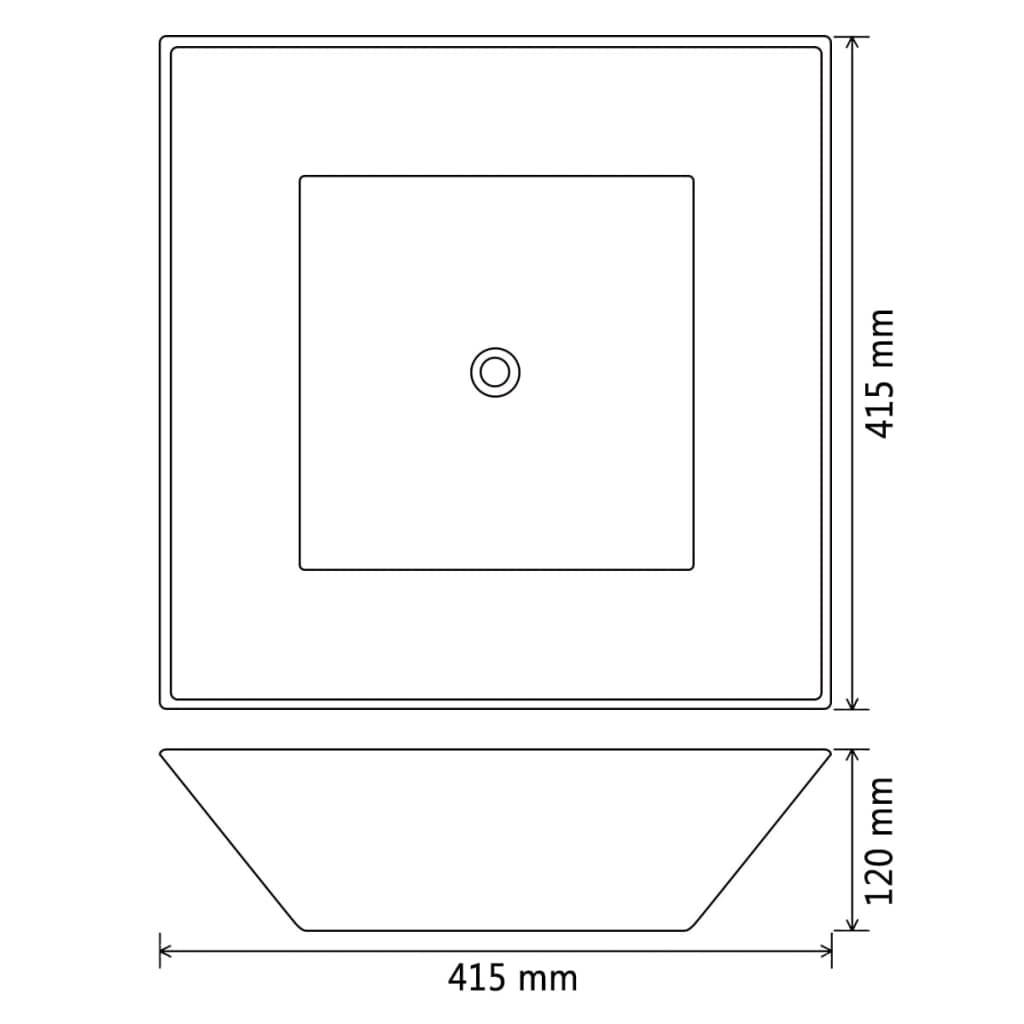vidaXL - Wastafel - vierkant - 41,5x41,5x12 - cm - keramiek - zwart-4