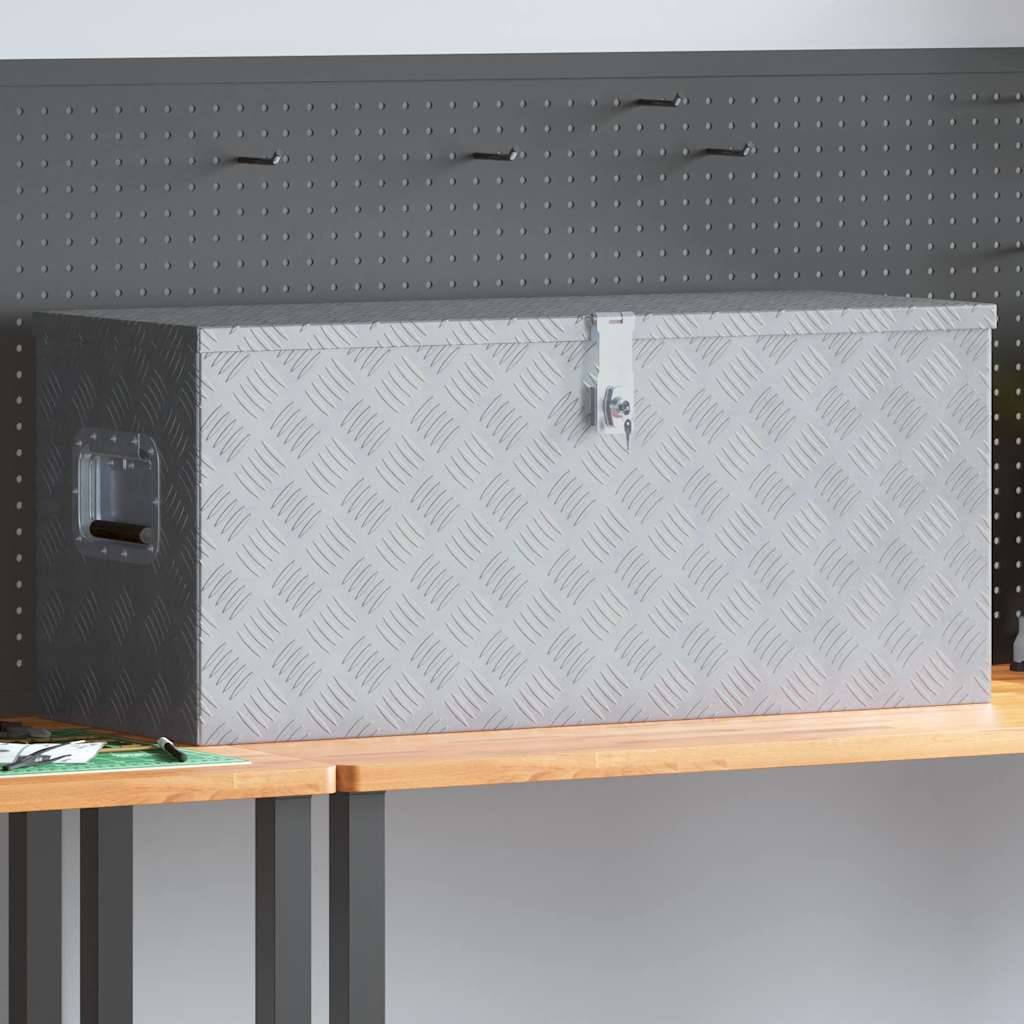 vidaXL - Opbergkist - 90,5x35x40 - cm - aluminium - zilverkleurig-1