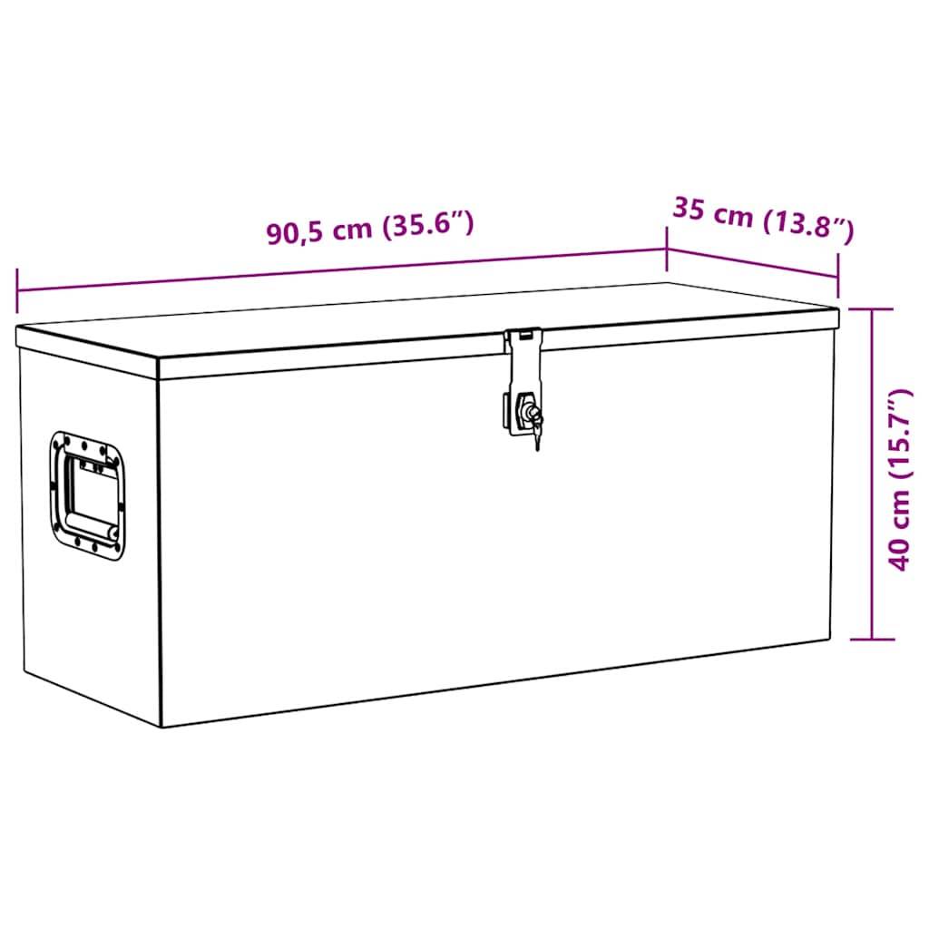 vidaXL - Opbergkist - 90,5x35x40 - cm - aluminium - zilverkleurig-4