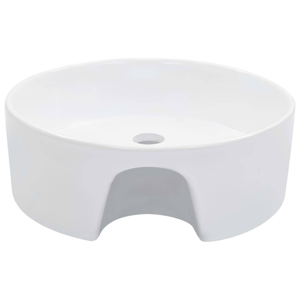 vidaXL - Wastafel - met - overloop - 36x13 - cm - keramiek - wit-1