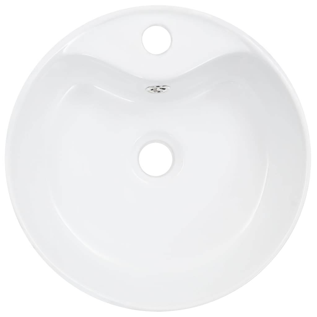 vidaXL - Wastafel - met - overloop - 36x13 - cm - keramiek - wit-2