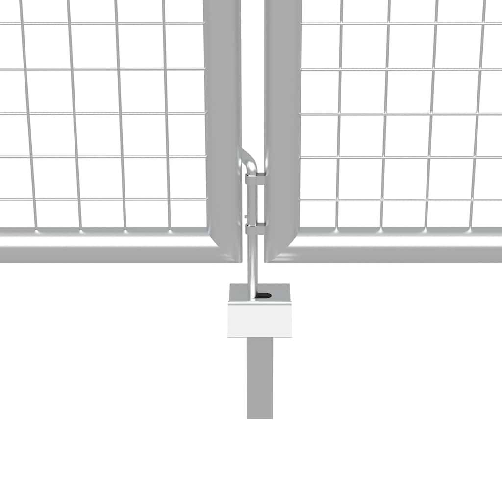 vidaXL - Poort - 415x200 - cm - gegalvaniseerd - staal - zilverkleurig-2