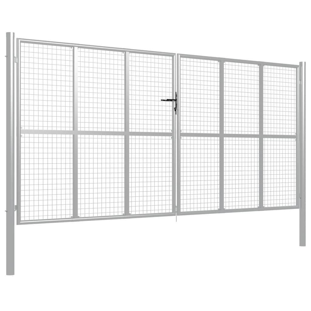 vidaXL - Poort - 415x250 - cm - gegalvaniseerd - staal - zilverkleurig-2